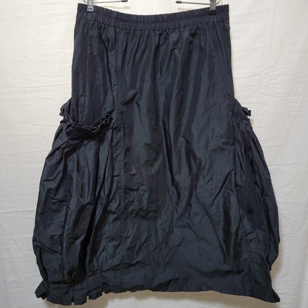 Luukaa Black Avant Garde Lagenlook Huge Pockets Skirt Size 3 US 10/12 Ruffles